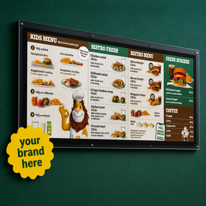 Menu board splash
